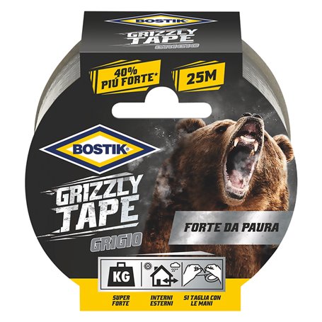 6PZ NASTRO TELATO 'GRIZZLY TAPE' mm 50 x 25 mt - grigio