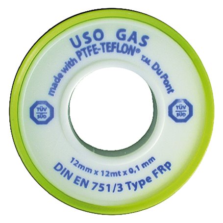 1PZ NASTRO TEFLON PER GAS 'PROFESSIONALE' 1/2x12 mt. x0,1 mm - cf. 10 rt.