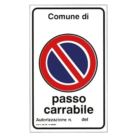 CARTELLO 'PASSO CARRABILE' cm 60 x 40