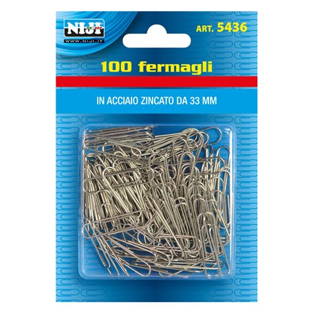 24PZ FERMAGLI PER CARTA metallo plastificato mm.33 - 100 pz