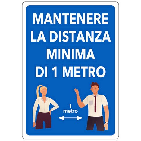 ETICHETTA ADESIVA 30X20 MANTENERE DISTANZA MINIMA DI 1MT