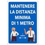 ETICHETTA ADESIVA 30X20 MANTENERE DISTANZA MINIMA DI 1MT