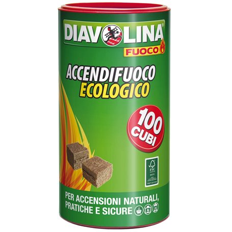 6PZ DIAVOLINA ACCENDIFUOCO ECOLOGICO 100 CUBETTI 15317