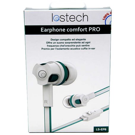 EARPHONE COMFORT HQ CON MICROFONO E PULSANTE DA 120 CM WHITE
