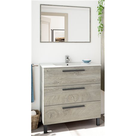 KIT MOBILE BAGNO 3CASSETTI CM.80 + SPECCHIO ROVERE ALASKA
