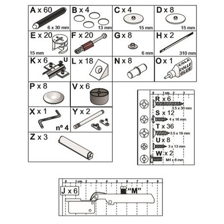 1PZ ACCESSORI MONTAGGIO X KIT CREDENZA 3ANTE+1CASSETTO