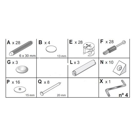 1PZ KIT CREDENZA 3ANTE ZAIKEN-(KIT VITI)