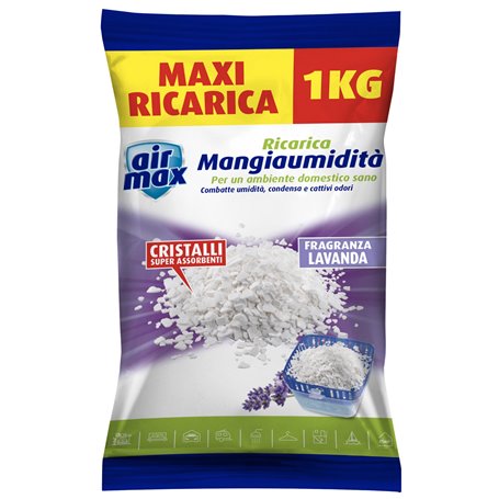 6PZ AIRMAX ASSORBIUMIDITÀ SALI RICARICA 1KG LAVANDA