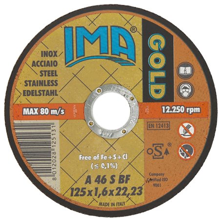 50PZ IMA MINIDISCO X FERRO GOLD INOX 125X1,6X22
