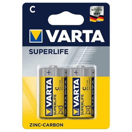 12PZ VARTA SUPERLIFE ZINCO 1/2 TORCIA BLISTER 2PZ