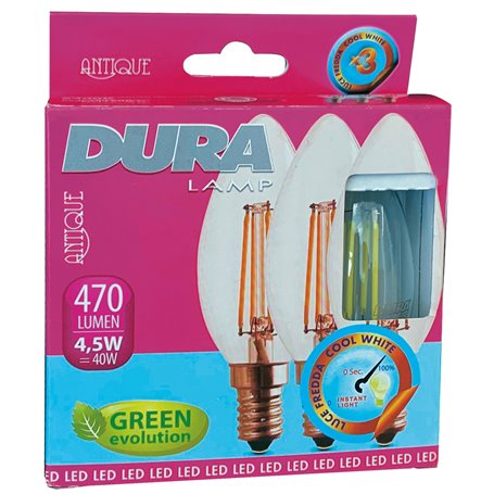 10PZ LED SET 3 CANDELA 4W E14 L470-6400K FREDDA