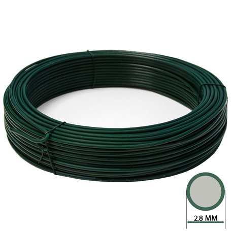 1PZ FILO DI TENSIONE DIAMETRO Ø 2,8 MM MATASSA DA 100 MT PLASTIFICATO VERDE PER RETE E RECINZIONI