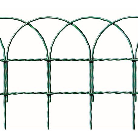 1RT RETE PER RECINZIONE IN ACCIAIO ZINCATO E PLASTIFICATO ORNAMENTALE VERDE ALTEZZA 40 CM 25 MT