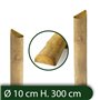 Mezzi Pali in legno CM 10 lunghezza CM 300 H per recinzione trattati impregnati per staccionata/steccato Mezzo Palo Tondo