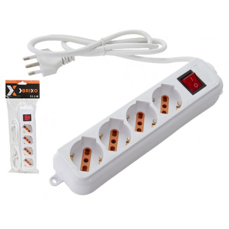 MULTIPRESE LINEA BRIXO SCHUKO BIPASSO 4 POSTI CON INTERRUTTORE
