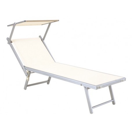 LETTINI SPIAGGIA PRENDISOLE RIMINI BIANCO 180x60xH38CM IN ALLUMINIO