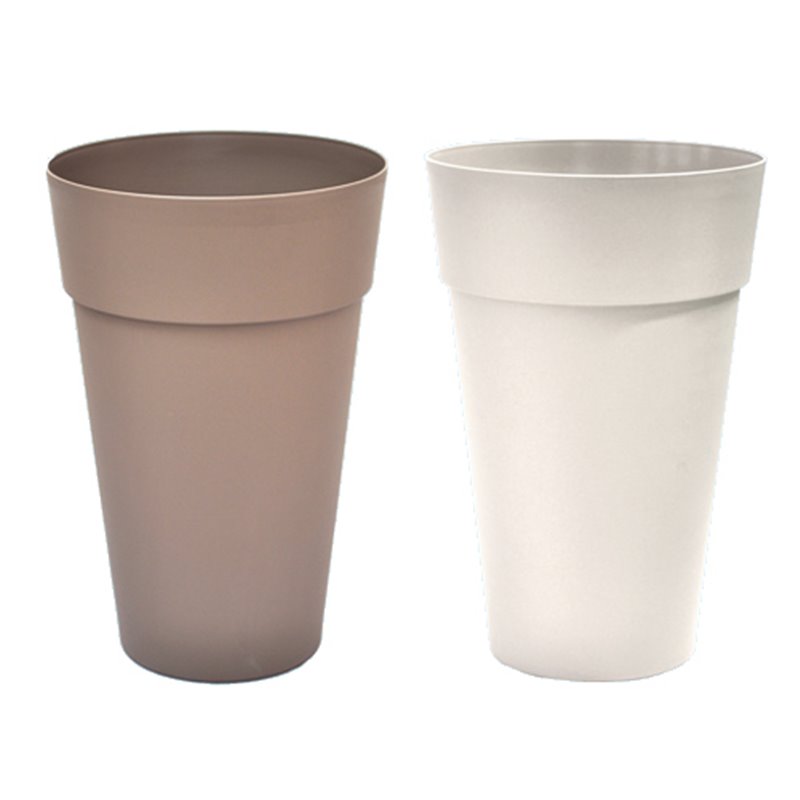 ECOPOTS Frankfurt - Vaso Basso Rotondo In Plastica Riciclata Diametro 31 Cm, Per Interni Ed Esterni