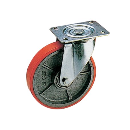 RUOTE POLIURETANO FORCELLA ROTANTE DIAMETRO 125mm PORTATA KG.180