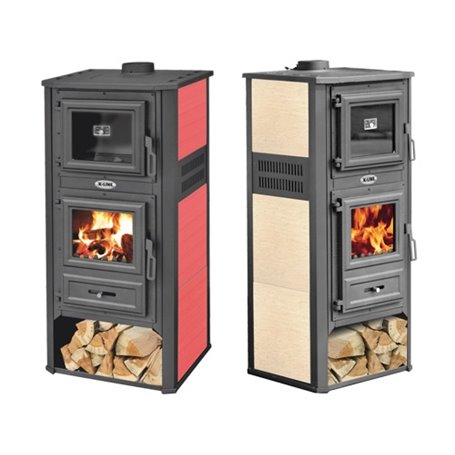 STUFA KALOROSA CON FORNO CREMA CM.49,5X46X115H CARICO 26,5X18,5CM FORNO 27X23CM