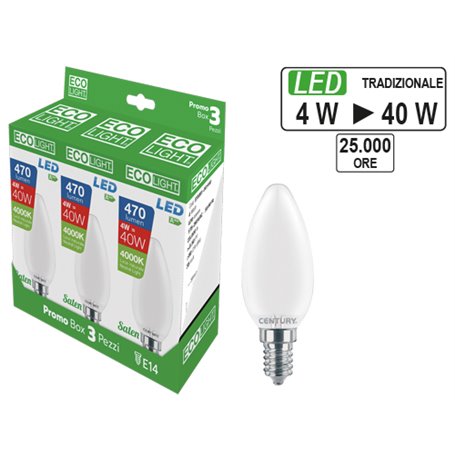 1PZ LAMPADINE ECOLIGHT LED SATEN OLIVA 4W CF3PZ