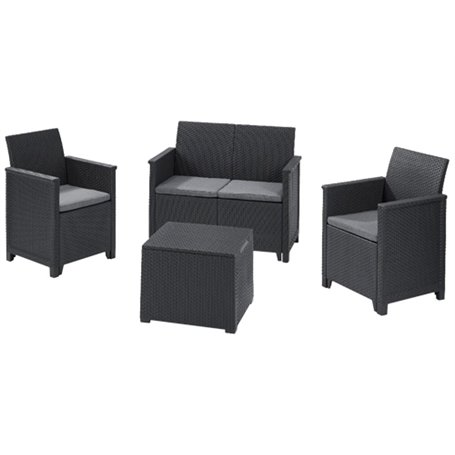 SET RATTAN KETER EMMA LOUNGE DIVANO 2 POSTI+2 POLTRONE+TAVOLO