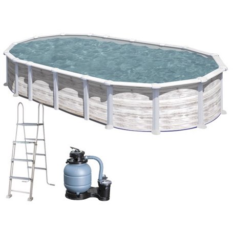 PISCINA OVALI GRE ISLANDIA KIT PROV 738 8N 730X375XH132 CM. CAPACITÀ 28.217 LT.