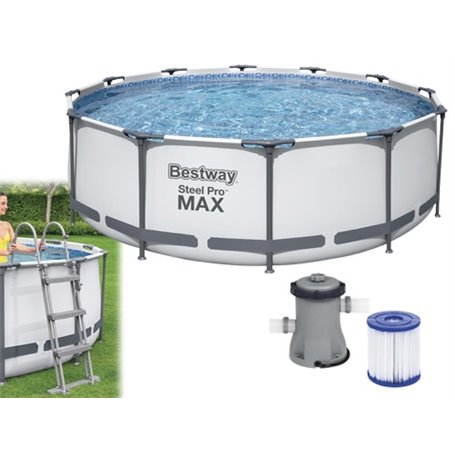Piscine tonde Steel Pro Max BestWay 56418 DIAMETRO366xH100 cm Capacità 9.150 Lt