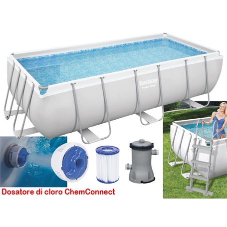 PISCINA RETTANGOLARI POWER STEEL BESTWAY 56441 404X201XH100CM CAPACITÀ 6.478 LT