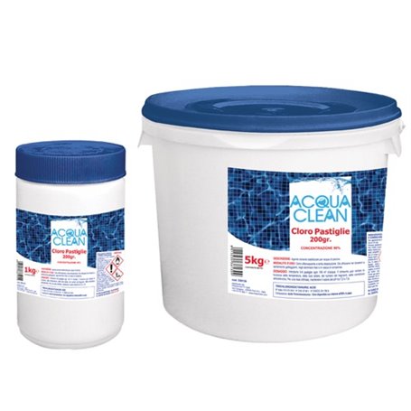 CLORO TRICLORO IN PASTIGLIE ACQUA CLEAN PER PISCINE CONFEZIONE 5 KG.