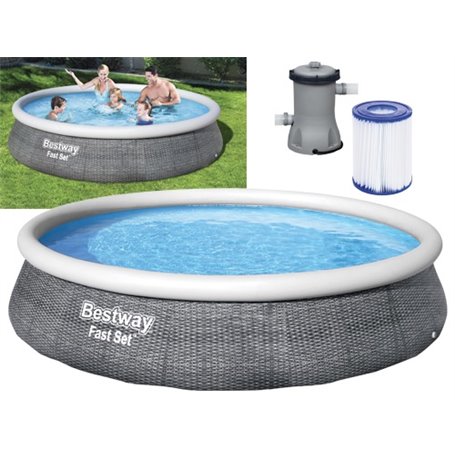 Piscine tonde anello Rattan BestWay 57376 DIAMETRO396xH84 cm. Capacità 7.340 Lt