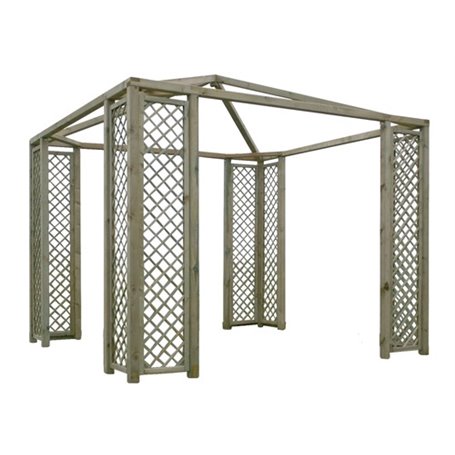 GAZEBO LEGNO IMPREGNATO CM.300x300 PALI MONTANTI 7x7cm