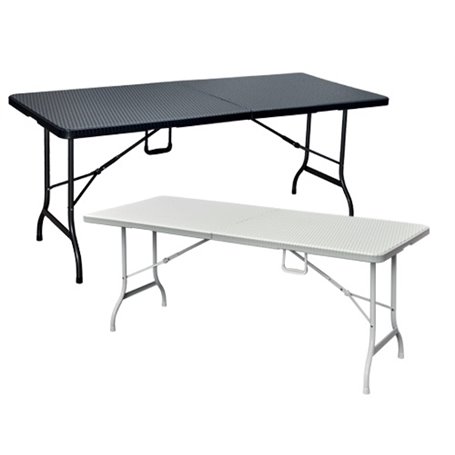 Tavolo rettangolare Camping Polyrattan Levante 180x75xH 72 cm colore bianco