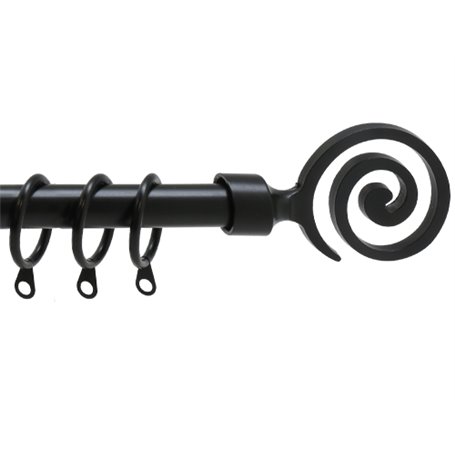 BASTONE SCORRITENDA IN ACCIAIO CON ANELLI Ø 19 MM ESTENSIBILE DA 71 A 122 CM COLORE NERO 