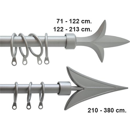 BASTONE SCORRITENDA BRIXO ETRURIA SILVER LANCIA IN ACCIAIO ESTENSIBILE DA 122 A 213CM DIAMETRO 19MM