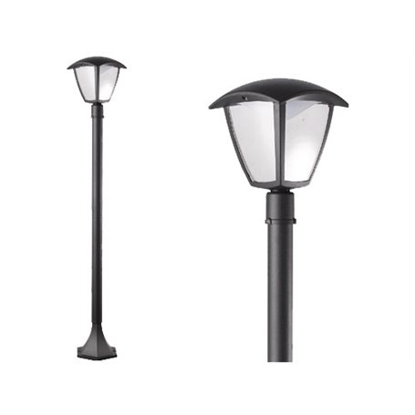 LANTERNE SELENE LED 1 LUCE SU PALO 4 FACCE CM.16x100H