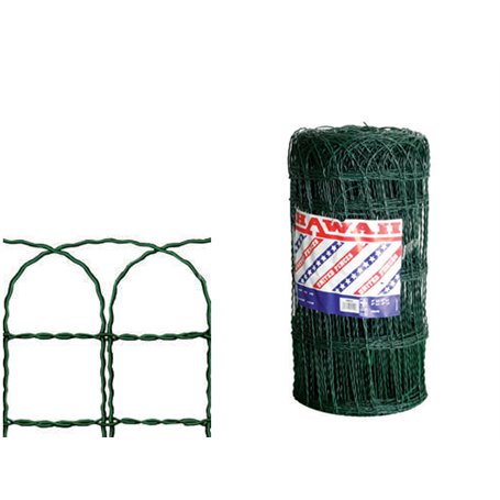 1PZ Rete per recinzione ORNAMENTALE Plastificata Verde Maglia 90x150 mm Filo Ø 2,4 mm / Ø 3,25mm rotolo 25 mt H cm 40