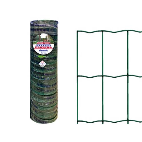1PZ Rete per recinzione Elettrosaldata zincata e plastificata Verde Maglia 76x51 mm Filo Ø 2,0 mm rotolo 10 mt H cm 152