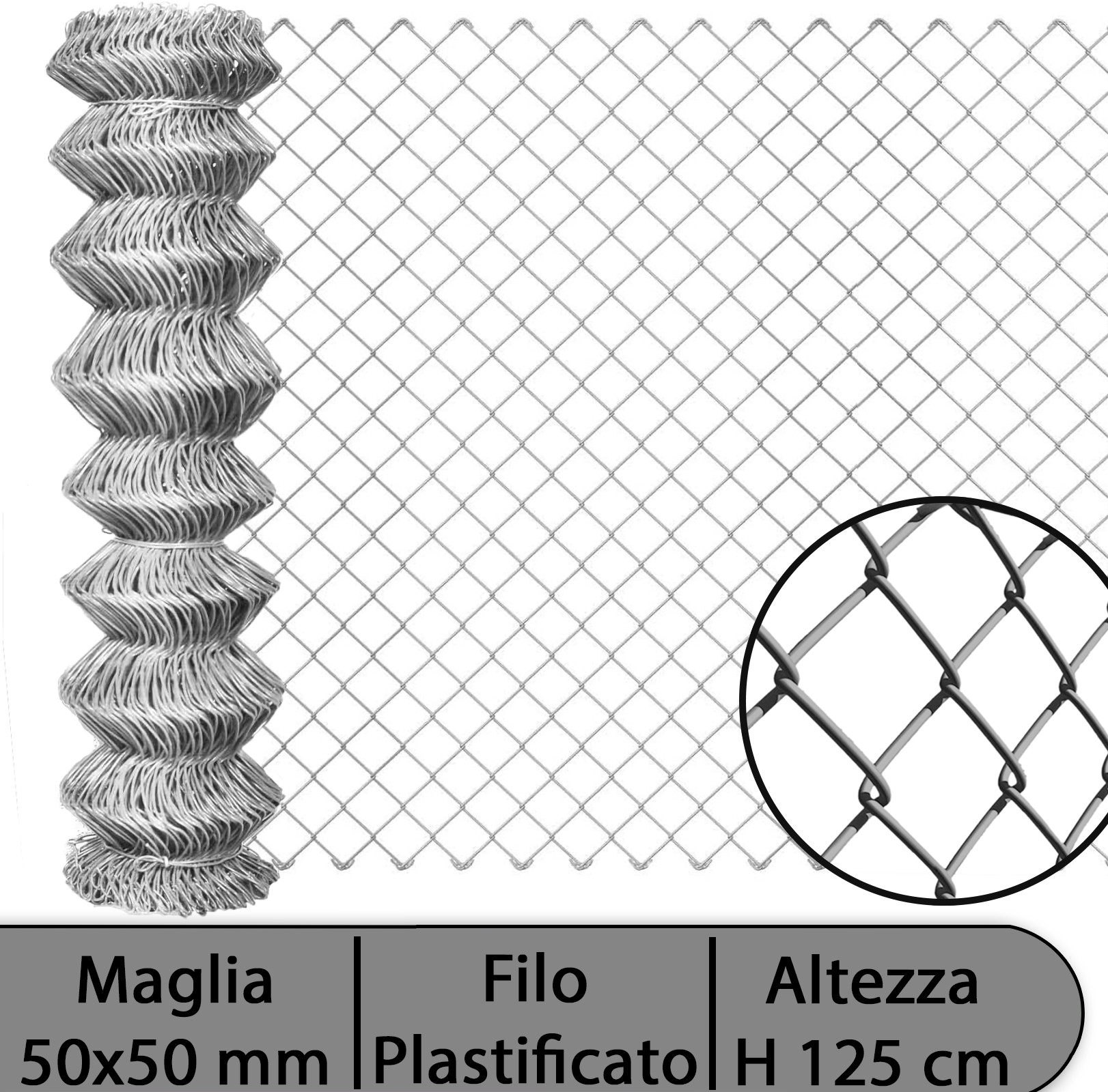 2RT Rete per Recinzione Zincata | Altezza H 125 CM | Maglia Sciolta 50X50 MM | Filo Ø 1,7 MM | Lughezza Rotolo da 25 MT per Recinzione Grigio — rif. FERX.MI.12.STOCK 2RT Rete per Recinzione Zincata | Altezza H 125 CM | Maglia Sciolta 50X50 MM | Filo Ø 1,7 MM | Lughezza Rotolo da 25 MT per Recinzione Grigio — rif. FERX.MI.12.STOCK