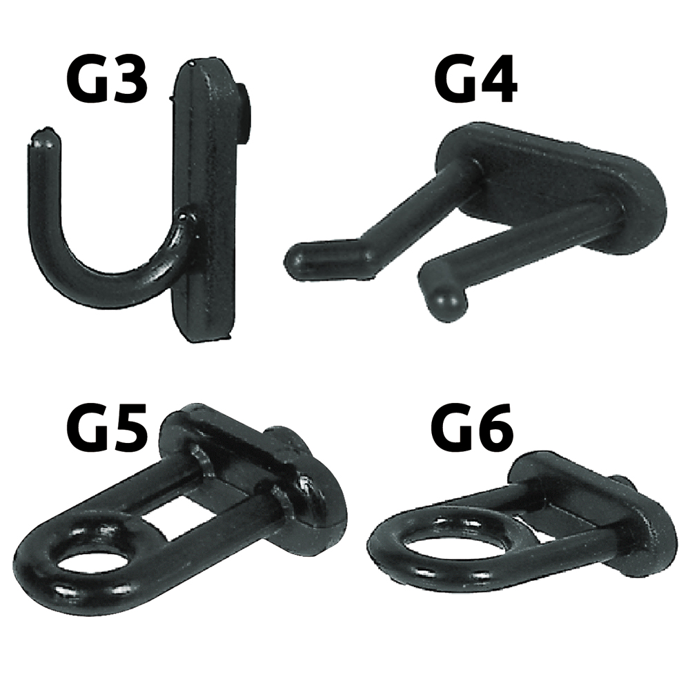1PZ GANCIO IN NYLON PER PANNELLI PORTAUTENSILI G4 - pz 10 — Casalinghi e organizzazione — rif. FERX.50606NLM