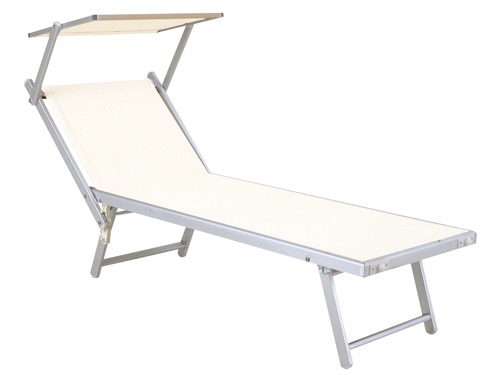 Lettino Spiaggia Prendisola Rimini Bianco 180X60XH38CM in Alluminio — rif. FRA531698 Lettino Spiaggia Prendisola Rimini Bianco 180X60XH38CM in Alluminio — rif. FRA531698