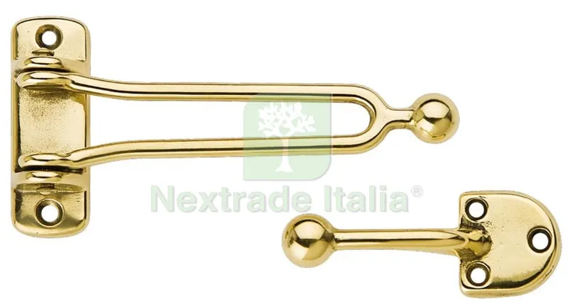 12PZ GANCIO SICUREZZA ROMA IN OTTONE LUCIDO MM. 130X65 — Ferramenta porte e finestre — rif. FERX.31547
