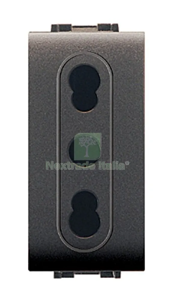 12PZ LIFE ART. 4045 PRESA BIVALENTE NERO — Interruttori e prese — rif. FERX.41664