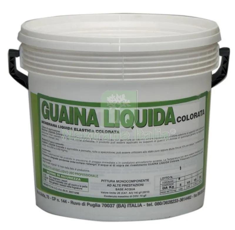 GUAINA LIQUIDA RESINOSA ROSSA KG. 5 — Impermeabilizzanti e idrofughi — rif. FERX.47863 GUAINA LIQUIDA RESINOSA ROSSA KG. 5 — Impermeabilizzanti e idrofughi — rif. FERX.47863