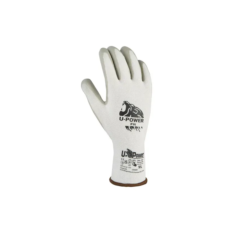 12PAIA U-Power Guanti FIT Bianco Grigio Taglia 9 — Guanti da lavoro — rif. FERX.501511 12PAIA U-Power Guanti FIT Bianco Grigio Taglia 9 — Guanti da lavoro — rif. FERX.501511