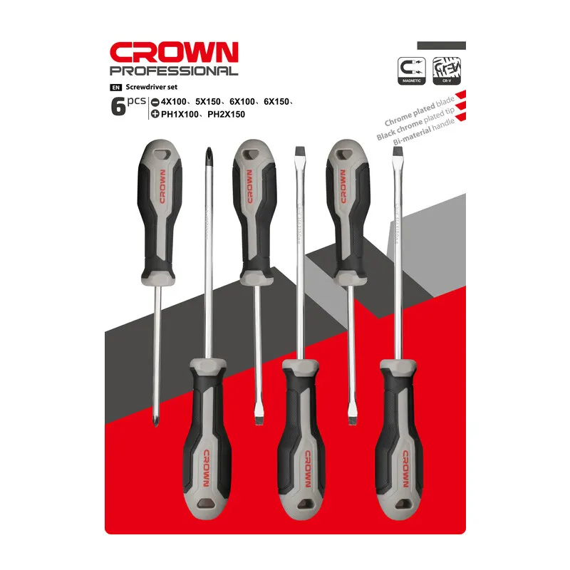 Crown Set 6 PZ Cacciaviti Assortiti CPHDS-AXA6 — Cacciaviti e giraviti — rif. FERX.502717