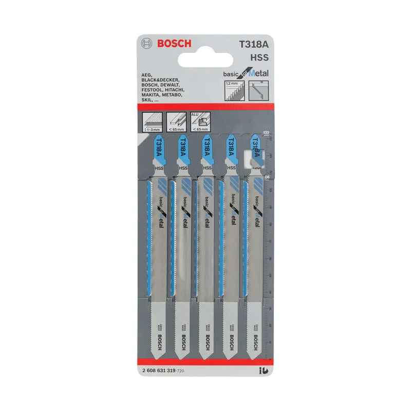 Bosch-A 5 Lame T 318 a per Seghetto Alternativo — Smerigliatrici e seghe — rif. FERX.503360 Bosch-A 5 Lame T 318 a per Seghetto Alternativo — Smerigliatrici e seghe — rif. FERX.503360
