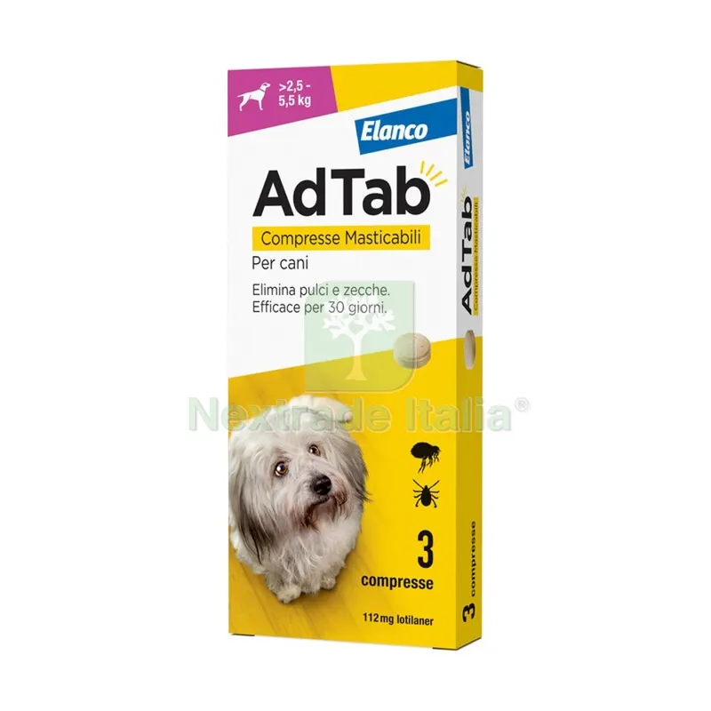 ADTAB COMPRESSE MASTICABILI PER CANI 2,5 - 5,5 KG — Cani — rif. FERX.504363 ADTAB COMPRESSE MASTICABILI PER CANI 2,5 - 5,5 KG — Cani — rif. FERX.504363