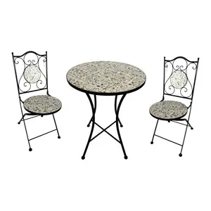 C Set Tavolo Tondo Mosaico C/2 Sedie Lille — rif. FERX.510966 C Set Tavolo Tondo Mosaico C/2 Sedie Lille — rif. FERX.510966