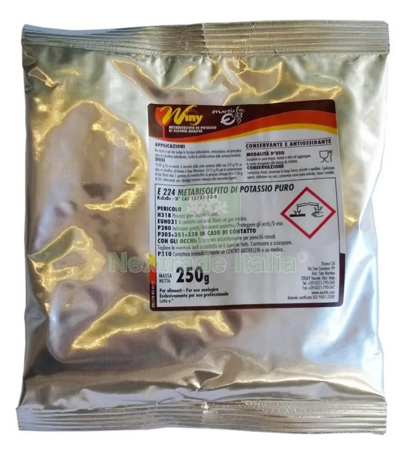 METABISOLFITO POTASSIO 'WINY' GR 250 — Casalinghi e organizzazione — rif. FERX.58522 METABISOLFITO POTASSIO 'WINY' GR 250 — Casalinghi e organizzazione — rif. FERX.58522