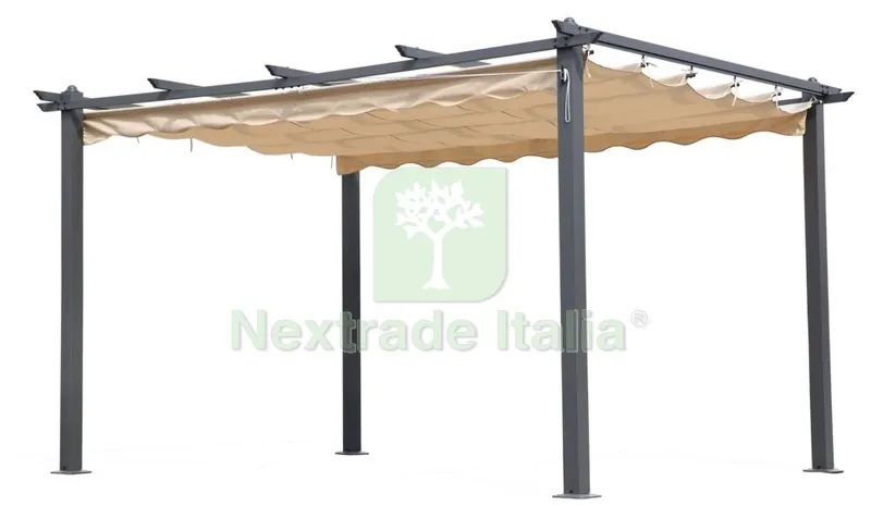 PERGOLA IN ALLUMINIO CON TELO RETRATTILE 300X400X230H — Gazebo e strutture giardino — rif. FERX.60033